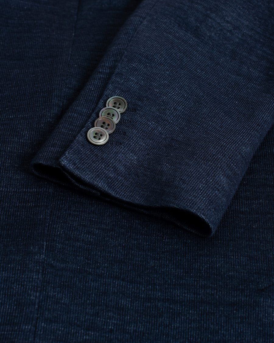 Hombres | Blazers | Pre-owned | Oscar Jacobson Egel Patch Linen Blazer Blue 50