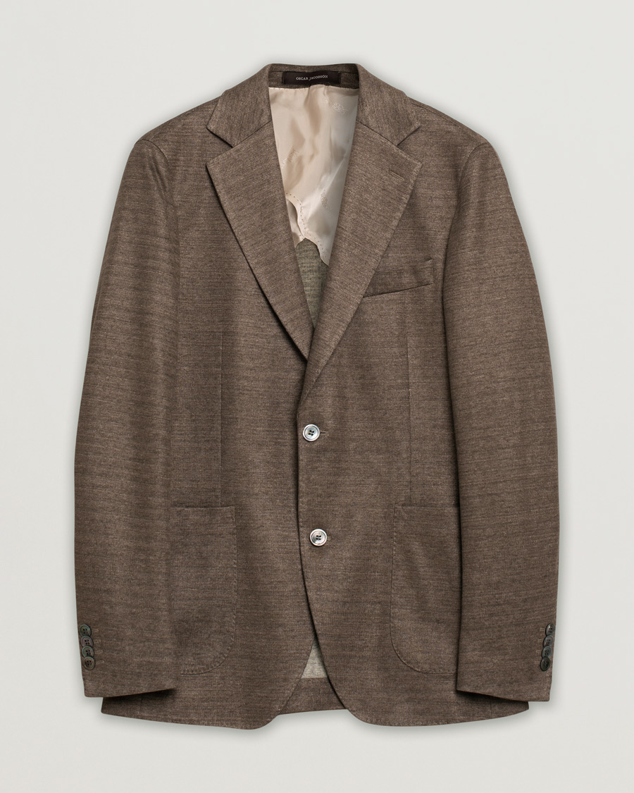 Hombres | Blazers | Pre-owned | Oscar Jacobson Egel Patch Linen Blazer Brown 50
