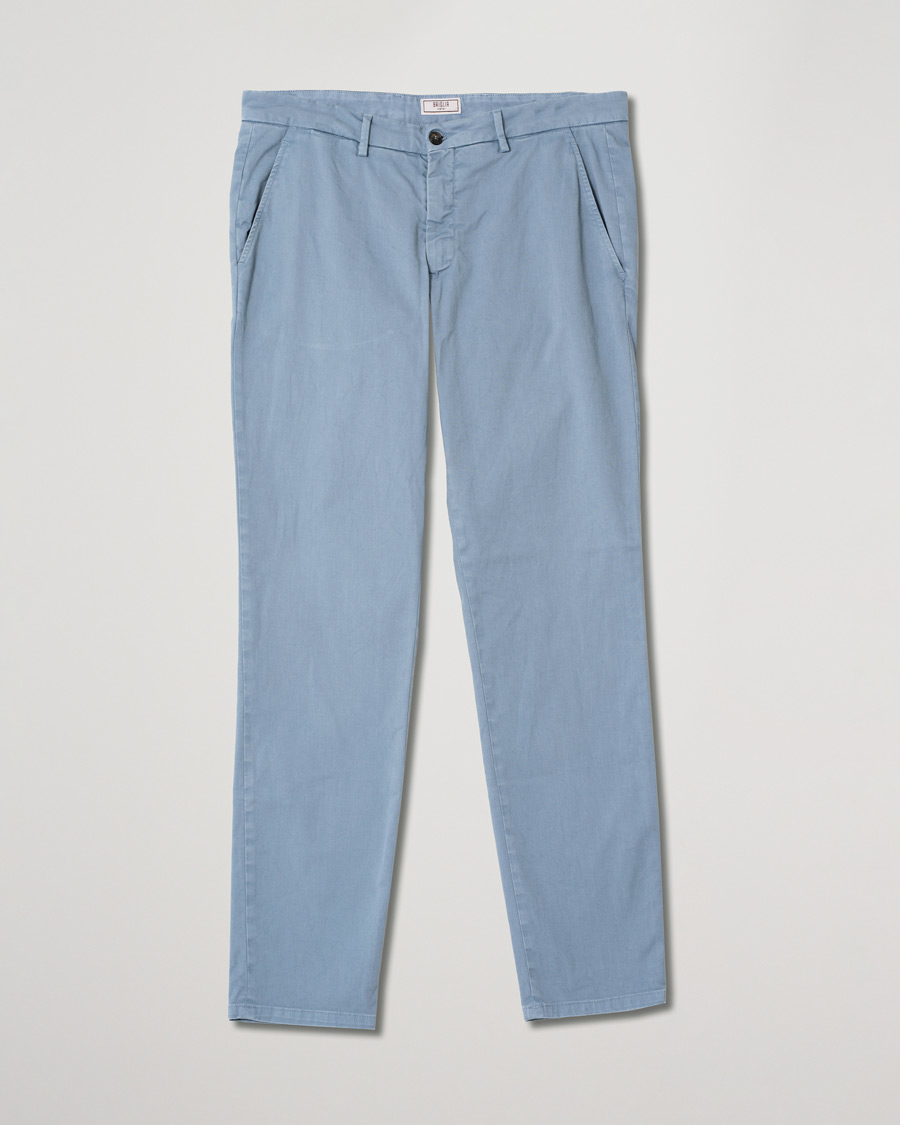 Hombres | Pantalones | Pre-owned | Briglia 1949 Slim Fit Cotton Chinos Light Blue