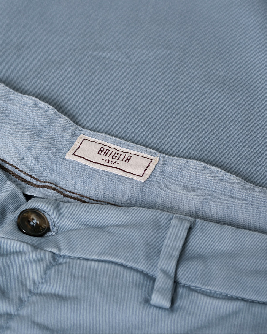 Hombres | Pantalones | Pre-owned | Briglia 1949 Slim Fit Cotton Chinos Light Blue