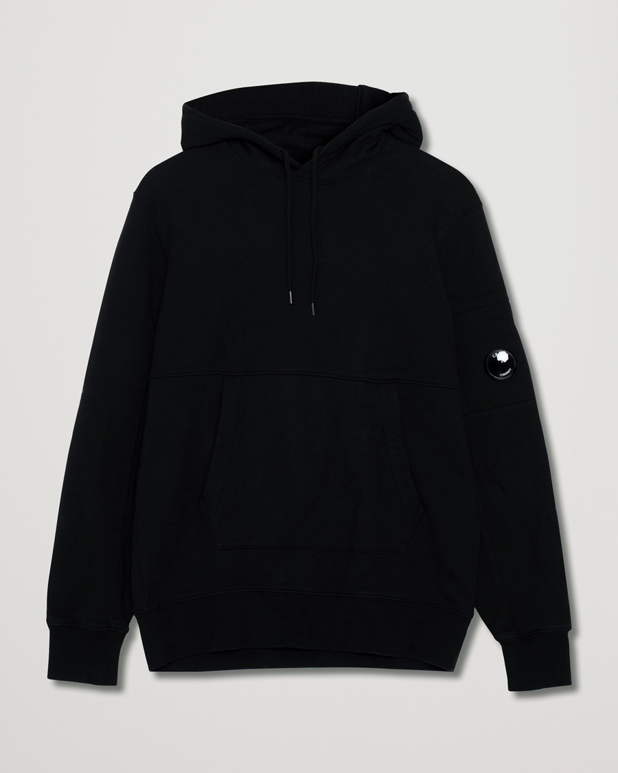 Hombres | Jerséis y prendas de punto | Pre-owned | C.P. Company Diagonal Raised Fleece Hooded Lens Sweatshirt Black