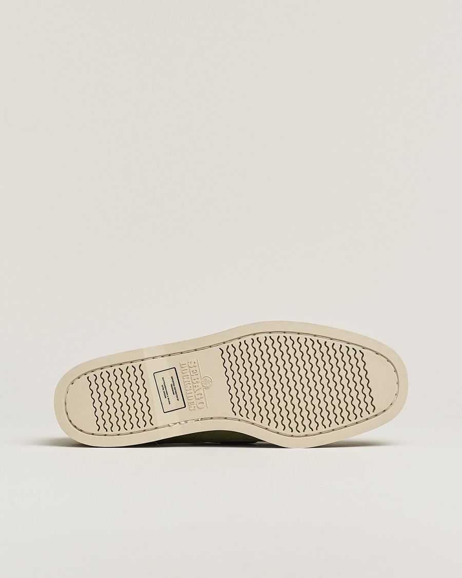 Hombres | Sebago Docksides Nubuck Boat Shoe Green Military | Pre-owned | Sebago Docksides Nubuck Boat Shoe Green Military