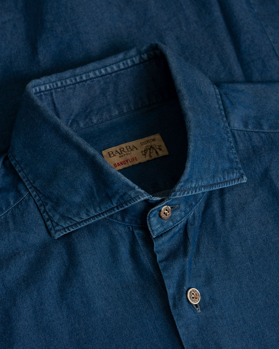 Hombres | Camisas | Pre-owned | Barba Napoli Dandylife Denim Slim Fit Shirt Dark Blue 41 - L