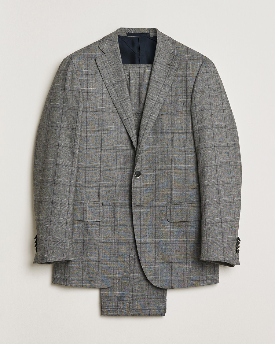 Hombres | Pre-owned Trajes | Pre-owned | Caruso Checked Wool Suit Grey 48