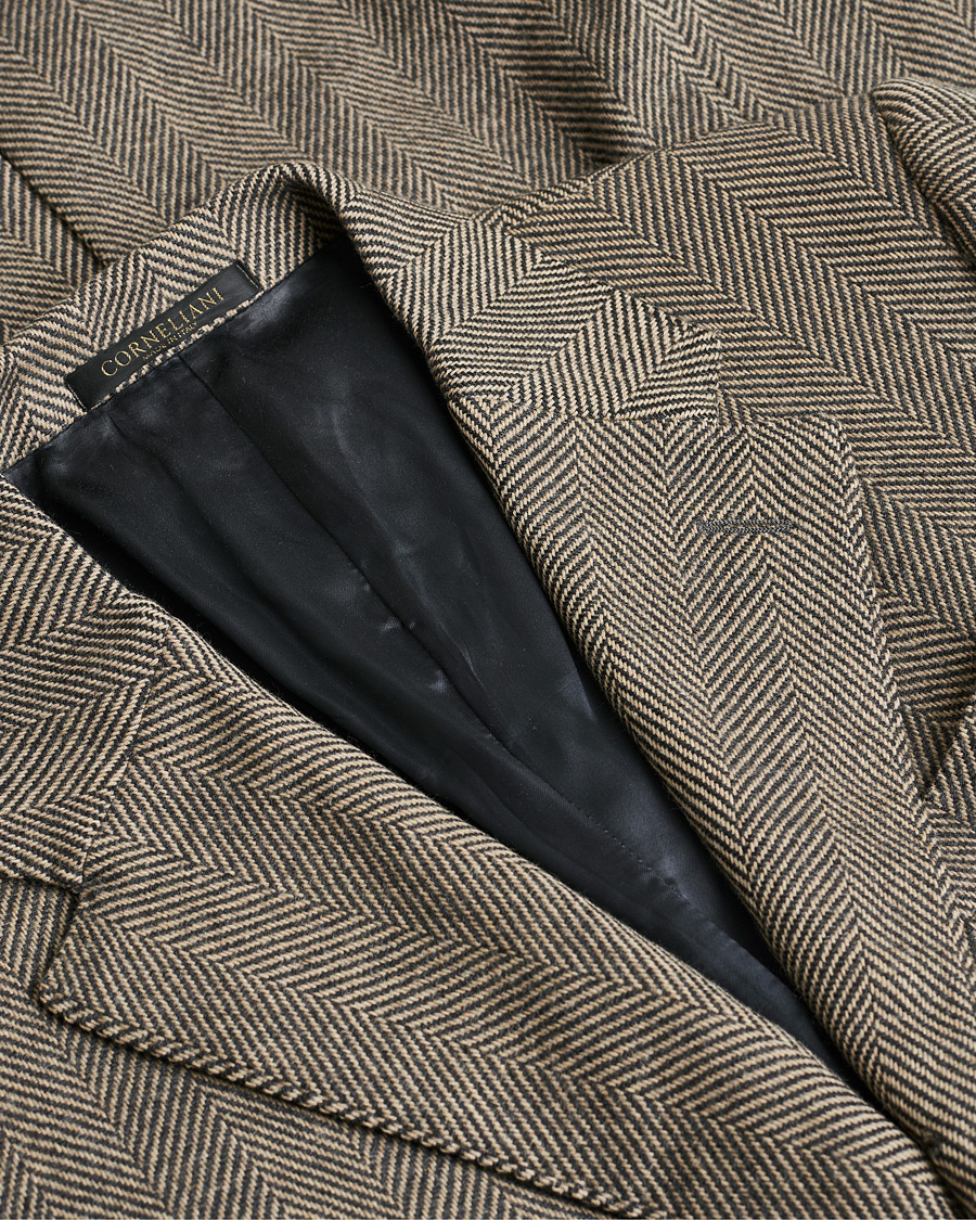Hombres | Pre-owned Chaquetas | Pre-owned | Corneliani Cashmere Blend Herringbone Coat Brown 46