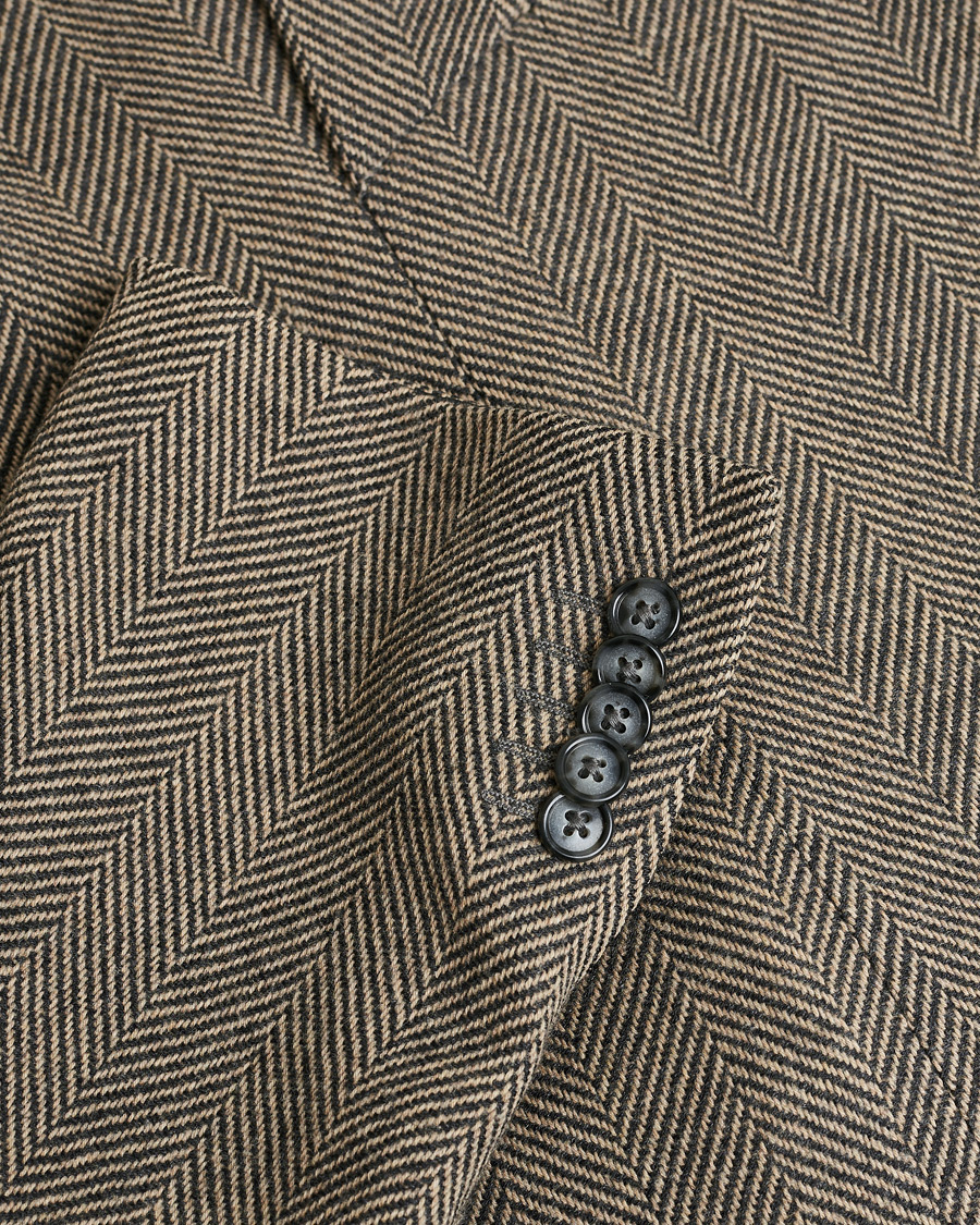 Hombres | Pre-owned Chaquetas | Pre-owned | Corneliani Cashmere Blend Herringbone Coat Brown 46