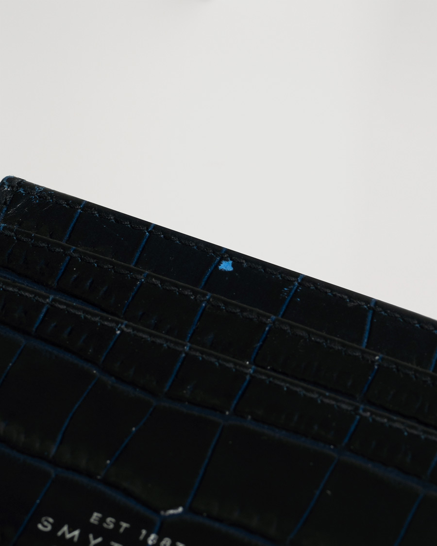 Hombres | Smythson Mara Flat Card Holder Navy | Pre-owned | Smythson Mara Flat Card Holder Navy