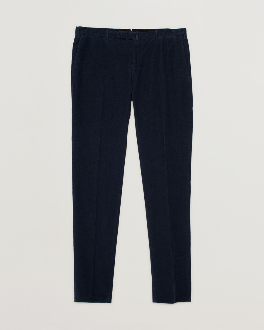 Hombres | Pantalones | Pre-owned | Incotex Slim Fit Soft Corduroy Trousers Navy