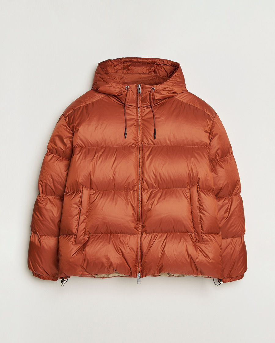 Hombres | Pre-owned Chaquetas | Pre-owned | GANT Shiny Puffer Hooded Jacket Rust XL