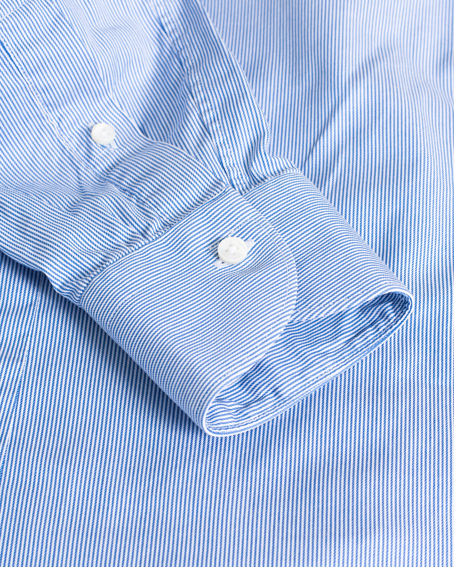 Hombres | Camisas | Pre-owned | Canali Slim Fit Cut Away Shirt Blue Stripe