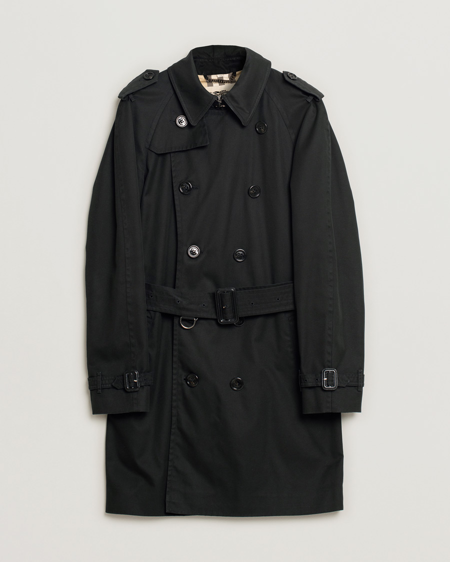 Hombres | Burberry Mid-length Kensington Trench Black 50 | Pre-owned | Burberry Mid-length Kensington Trench Black 50