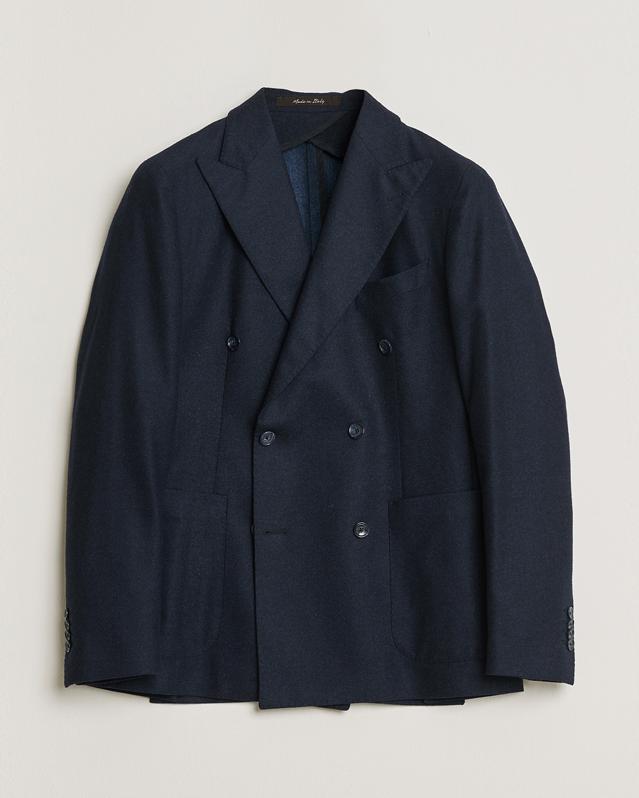 Hombres | Pre-owned Blazers | Pre-owned | Rose & Born Flannel Double Breasted Blazer Navy 48