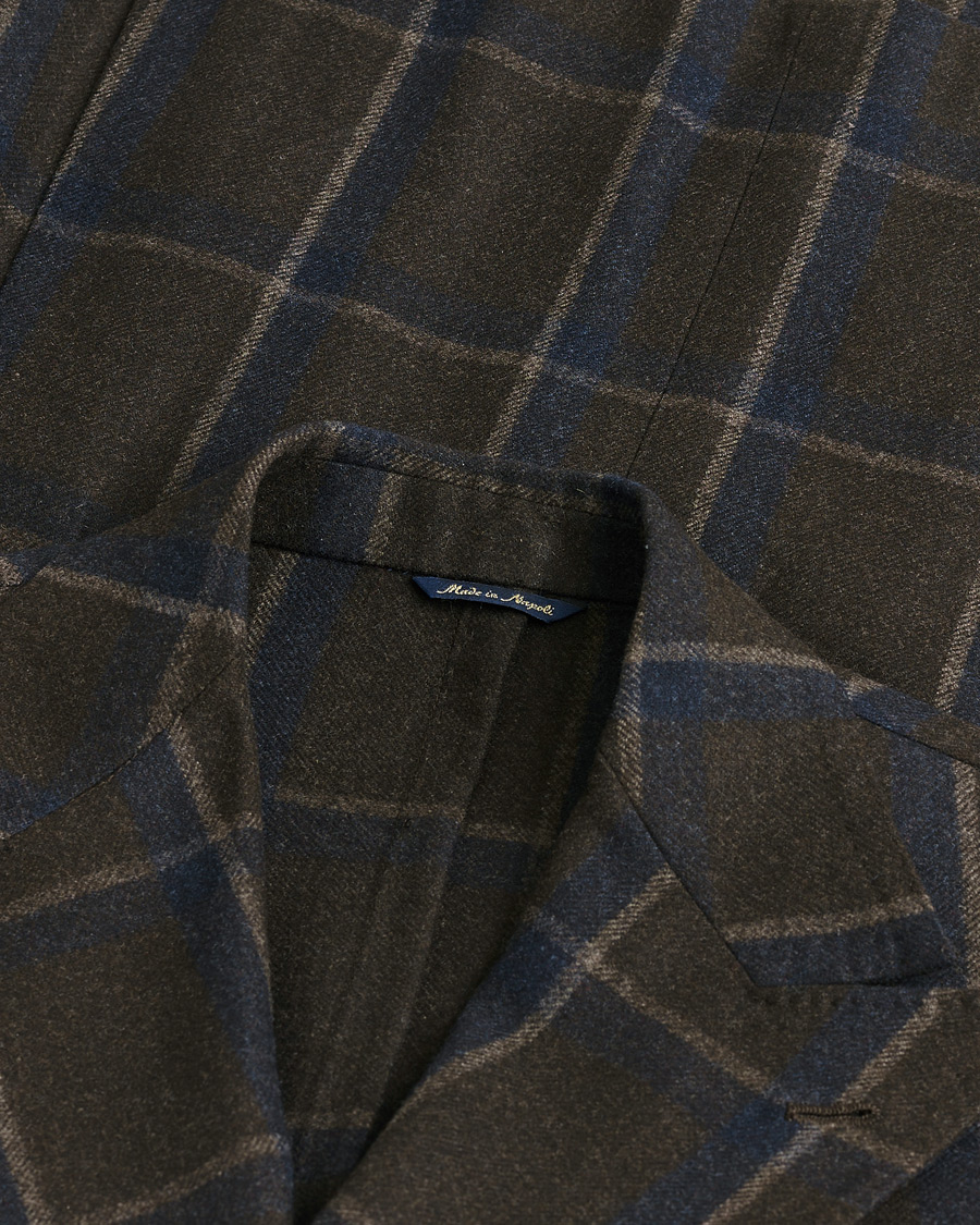 Hombres | Pre-owned Blazers | Pre-owned | Gabo Napoli Checked Double Breasted Blazer Brown 48