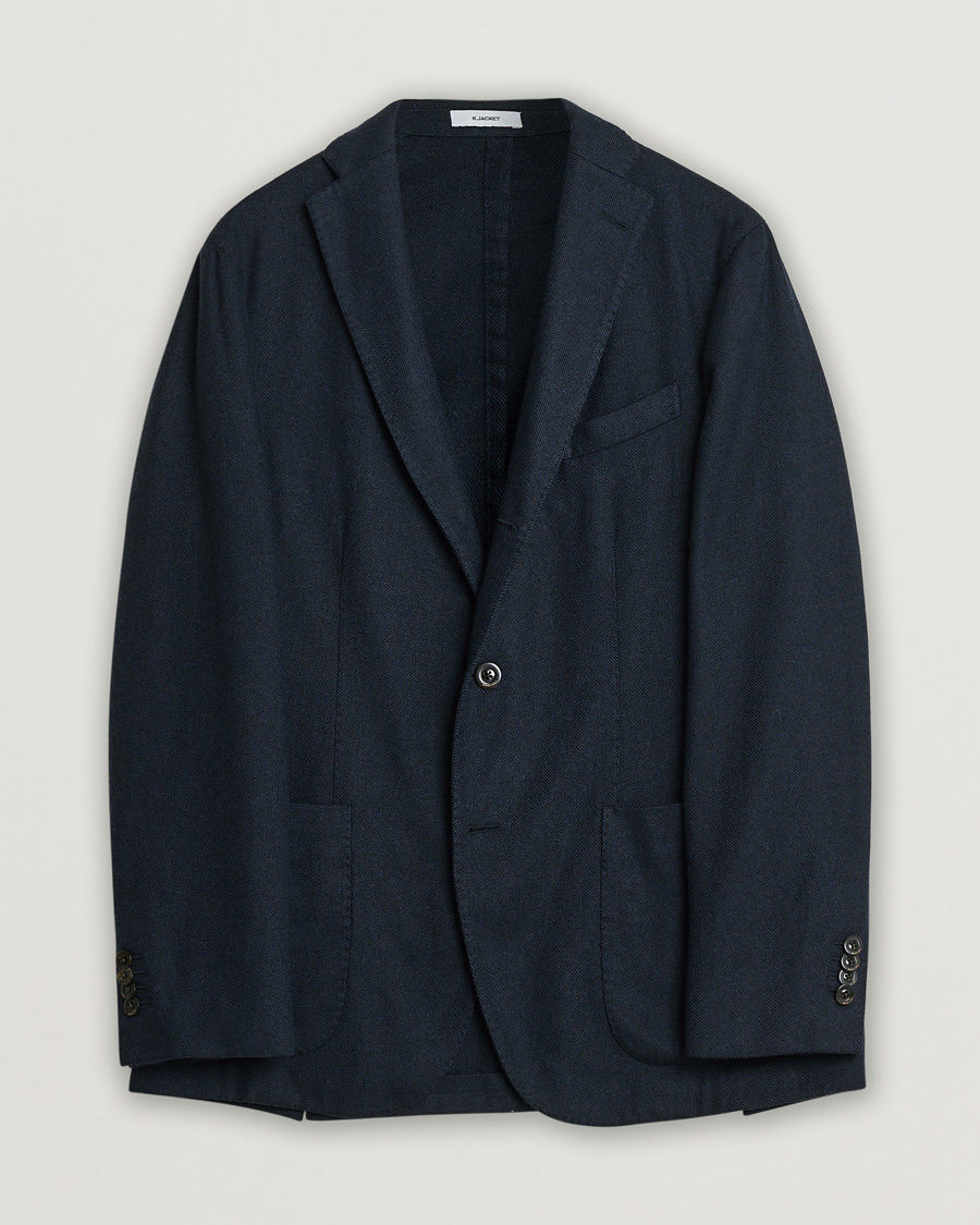 Hombres | Boglioli K Jacket Herringbone Wool Blazer Navy 46 | Pre-owned | Boglioli K Jacket Herringbone Wool Blazer Navy 46