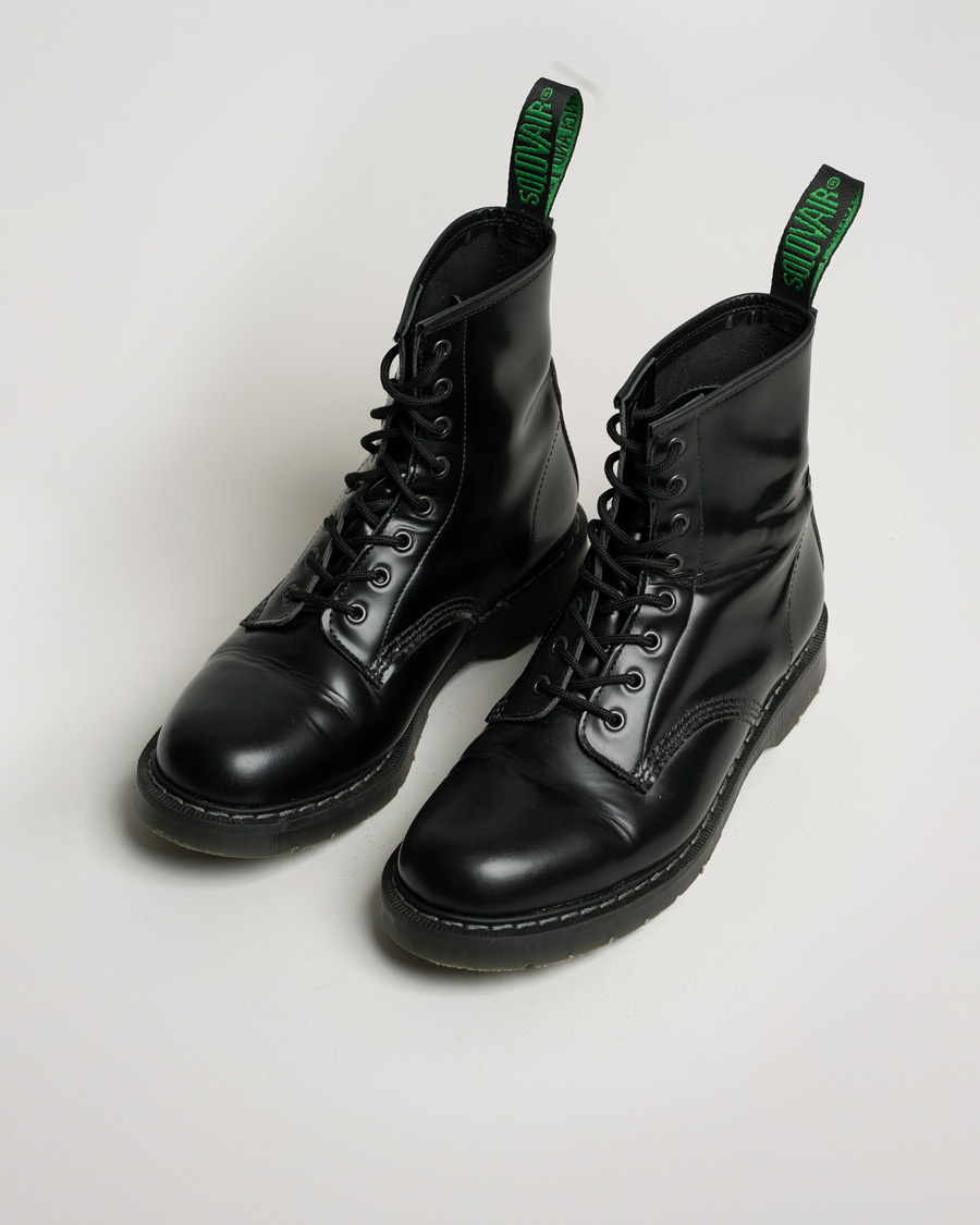 Hombres | Solovair 8 Eye Derby Boot Black Shine | Pre-owned | Solovair 8 Eye Derby Boot Black Shine