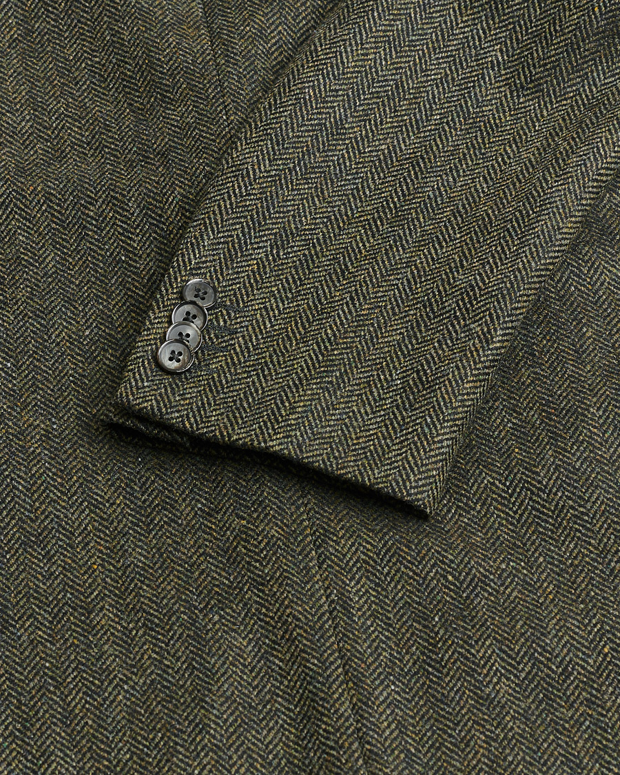 Hombres | Pre-owned Blazers | Pre-owned | L.B.M. 1911 Herringbone Wool Blazer Green 52
