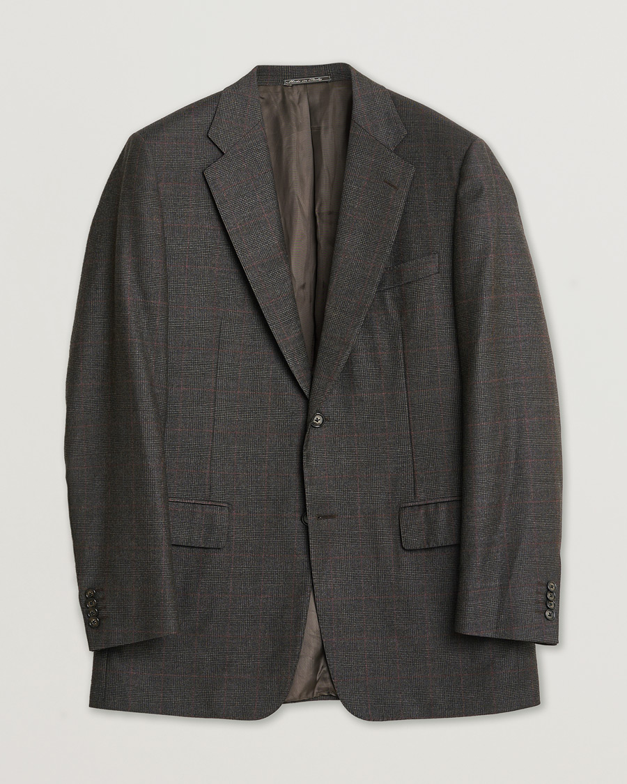 Hombres | Pre-owned Blazers | Pre-owned | Corneliani Check Wool Blazer Brown 50