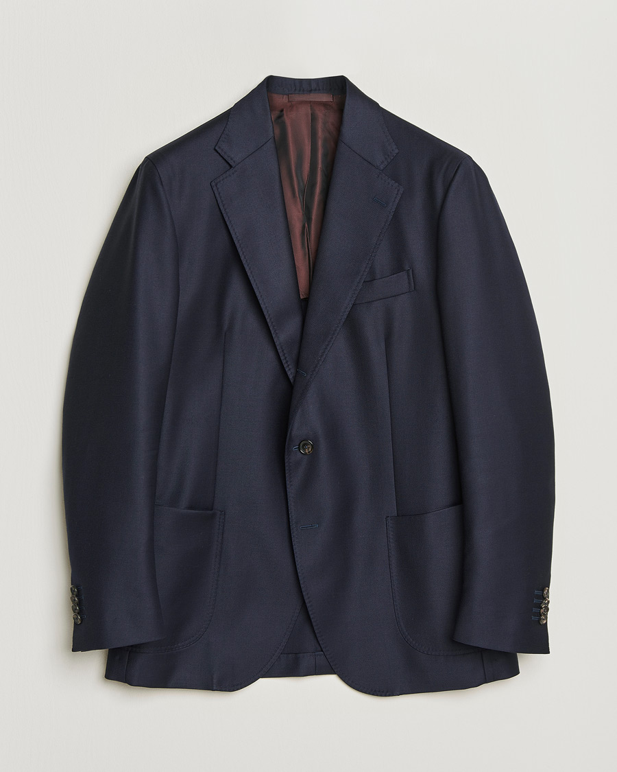 Hombres | Pre-owned Blazers | Pre-owned | De Petrillo Mohair Blend Blazer Navy 52