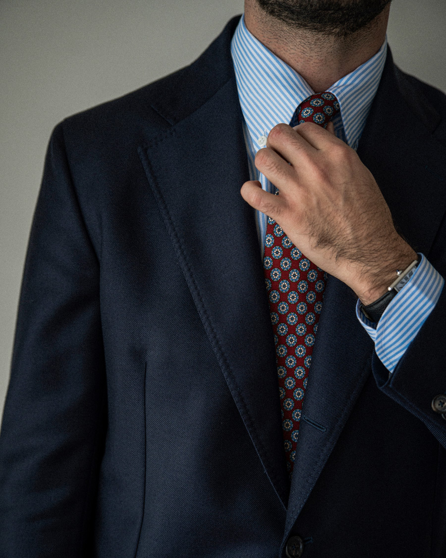 Hombres | Pre-owned Blazers | Pre-owned | De Petrillo Mohair Blend Blazer Navy 52