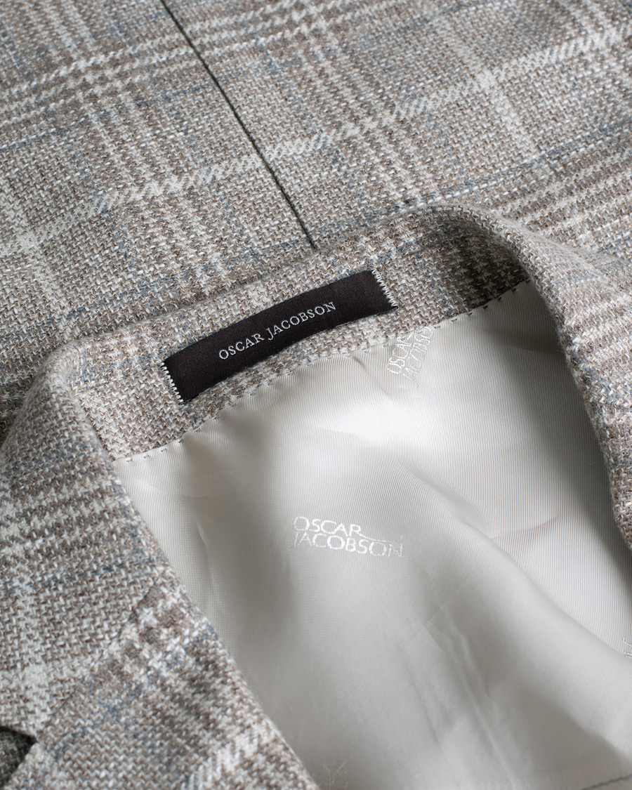 Hombres | Blazers | Pre-owned | Oscar Jacobson Ferry Soft Checked Wool Blazer Beige