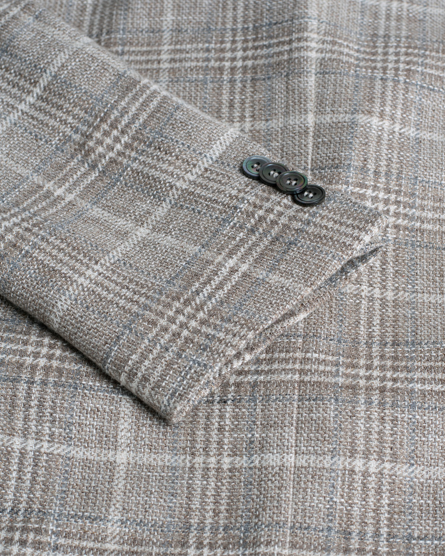 Hombres | Blazers | Pre-owned | Oscar Jacobson Ferry Soft Checked Wool Blazer Beige