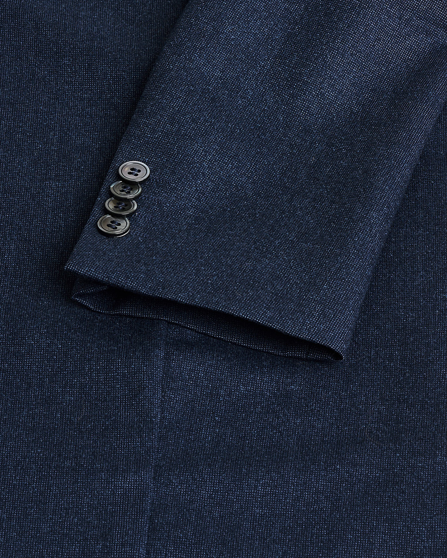 Hombres | Oscar Jacobson Einar Wool Flannel Blazer Blue Melange 46 | Pre-owned | Oscar Jacobson Einar Wool Flannel Blazer Blue Melange 46