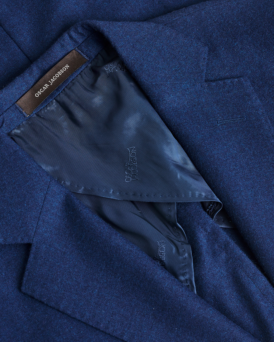 Hombres | Pre-owned Blazers | Pre-owned | Oscar Jacobson Einar Cashmere Flannel Blazer Blue 44
