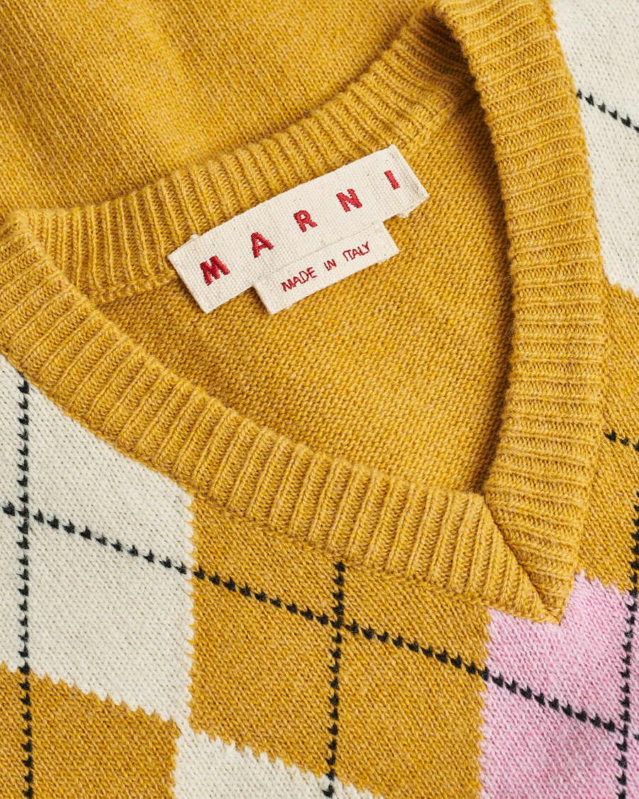 Hombres | Pre-owned Jerséis | Pre-owned | Marni Shetland Argyle Knit Vest White/Yellow 48ashmere Hoodie Beige S