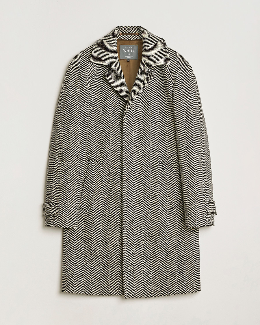 Hombres | Pre-owned Chaquetas | Pre-owned | Private White V.C. Raglan Wool Coat Black & Cream 2 - XS