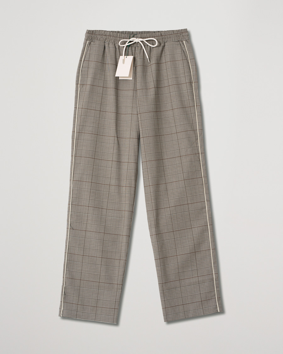 Hombres | Pantalones | Pre-owned | Drôle de Monsieur Wool Drawstring Trousers Brown Check