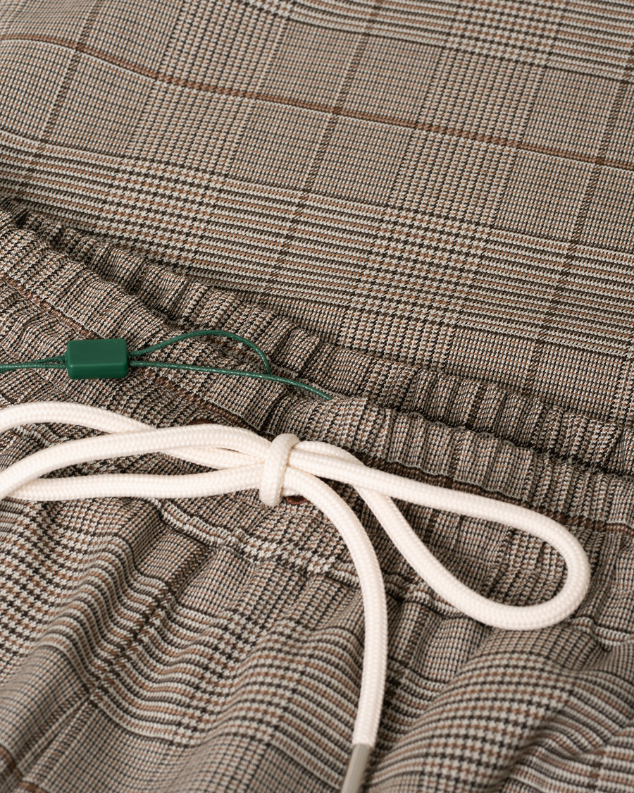 Hombres | Pantalones | Pre-owned | Drôle de Monsieur Wool Drawstring Trousers Brown Check