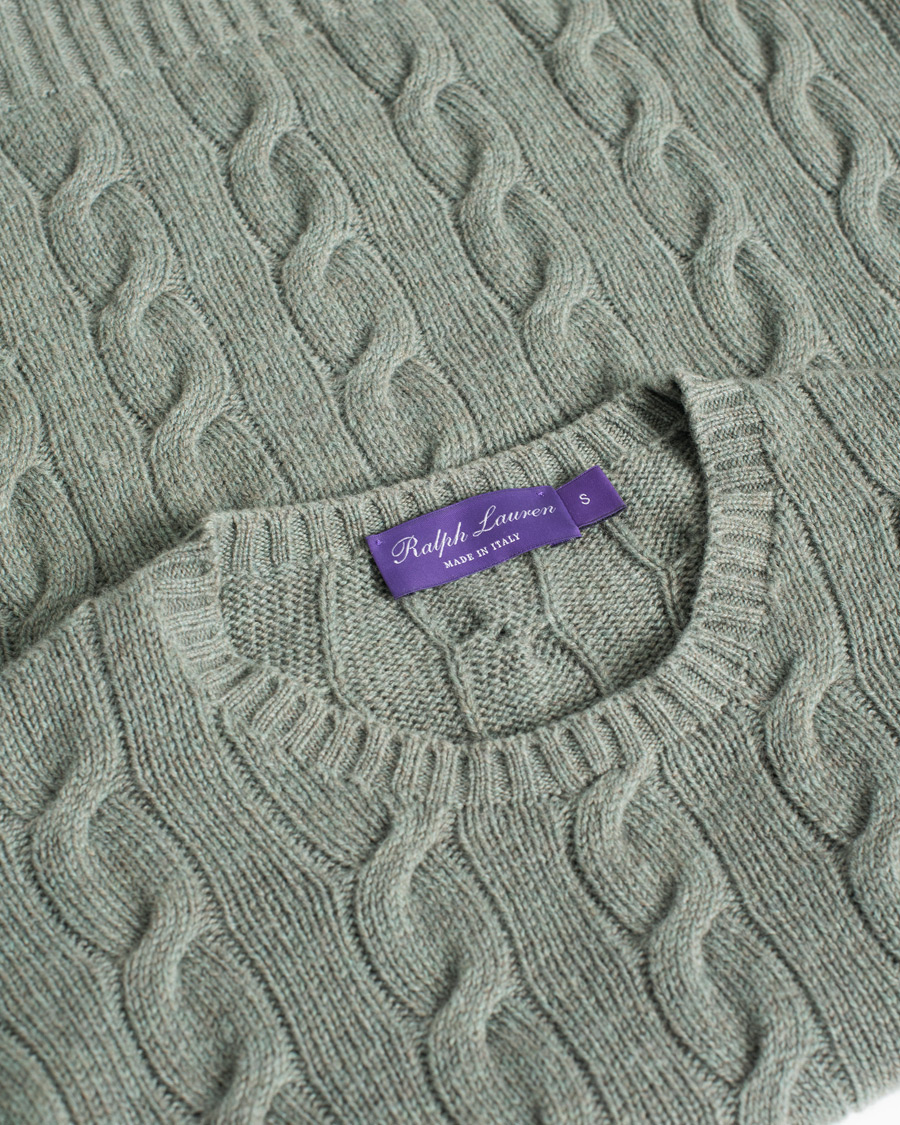 Hombres | Jerséis y prendas de punto | Pre-owned | Ralph Lauren Purple Label Cashmere Cable Crew Neck Sweater Sea Spray