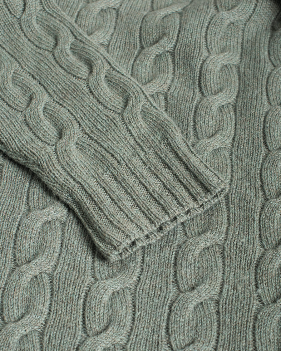 Hombres | Jerséis y prendas de punto | Pre-owned | Ralph Lauren Purple Label Cashmere Cable Crew Neck Sweater Sea Spray