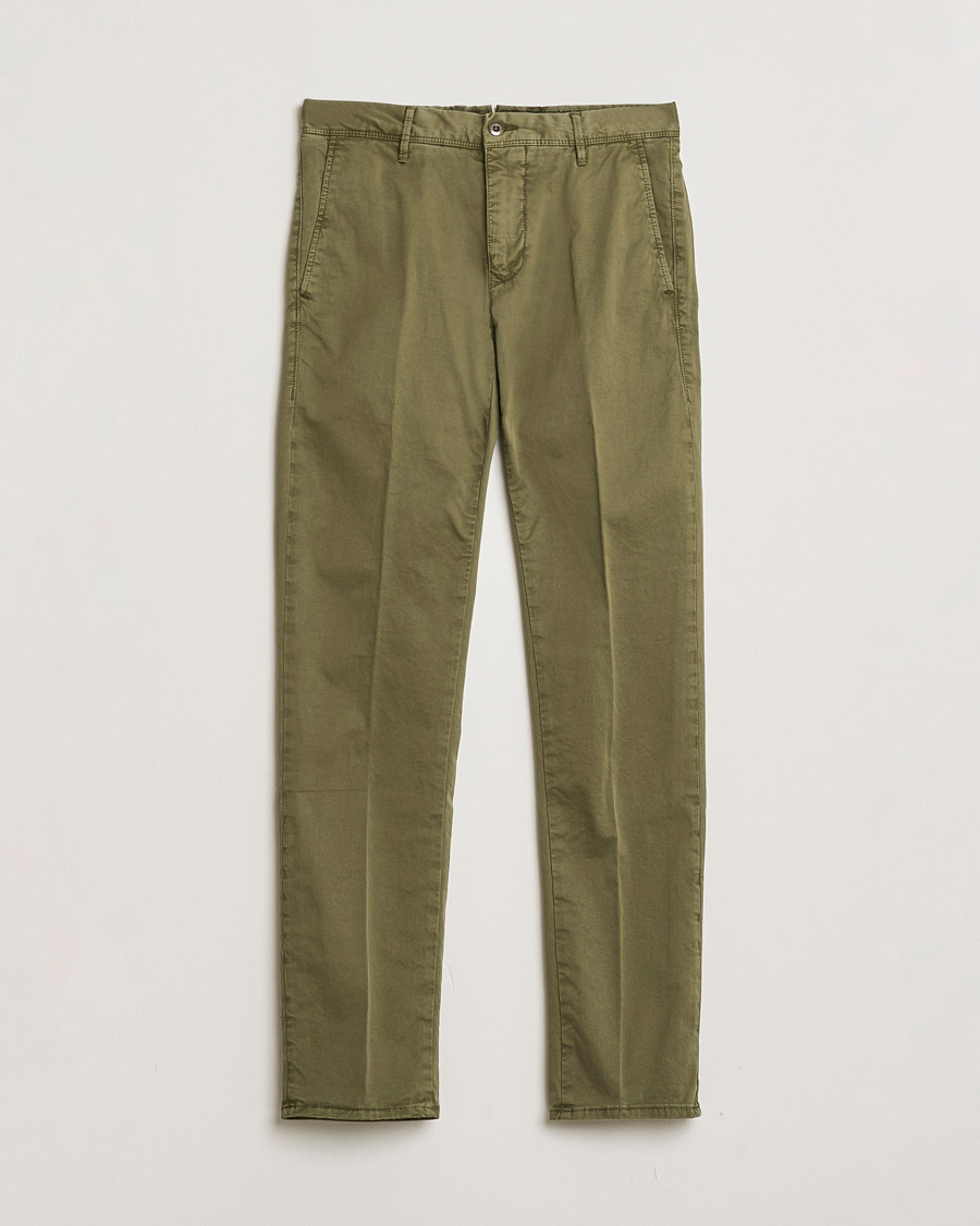 Hombres | Pre-owned Pantalones | Pre-owned | Incotex Slim Fit Garment Dyed Slacks Olive W29
