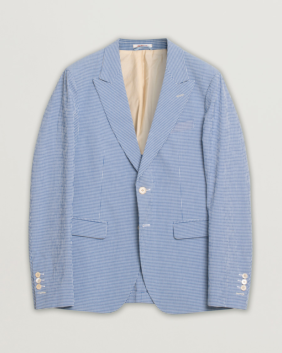 Hombres | Blazers | Pre-owned | Gant Rugger The Hopsack Seersucker Checked Blazer Blue 50