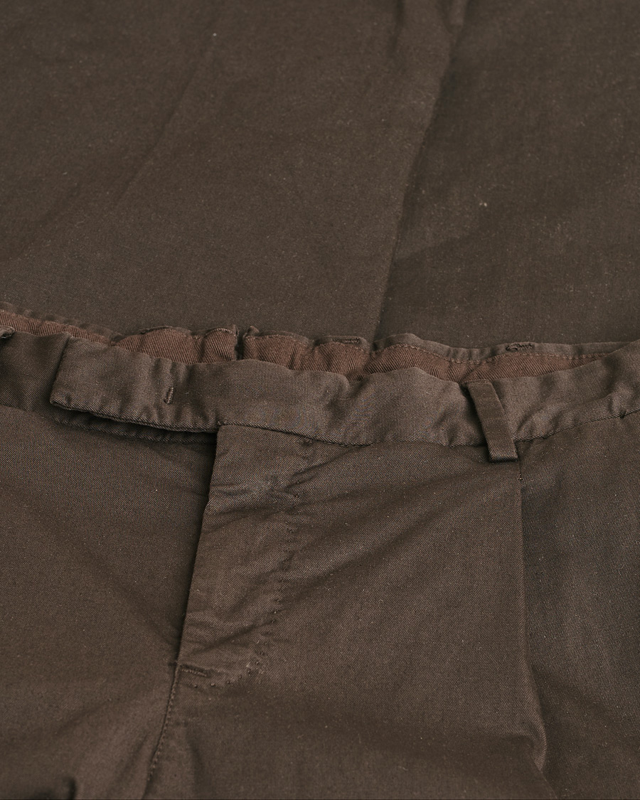 Hombres | PT01 Slim Fit Pleated Linen Blend Trousers Chocolate | Pre-owned | PT01 Slim Fit Pleated Linen Blend Trousers Chocolate