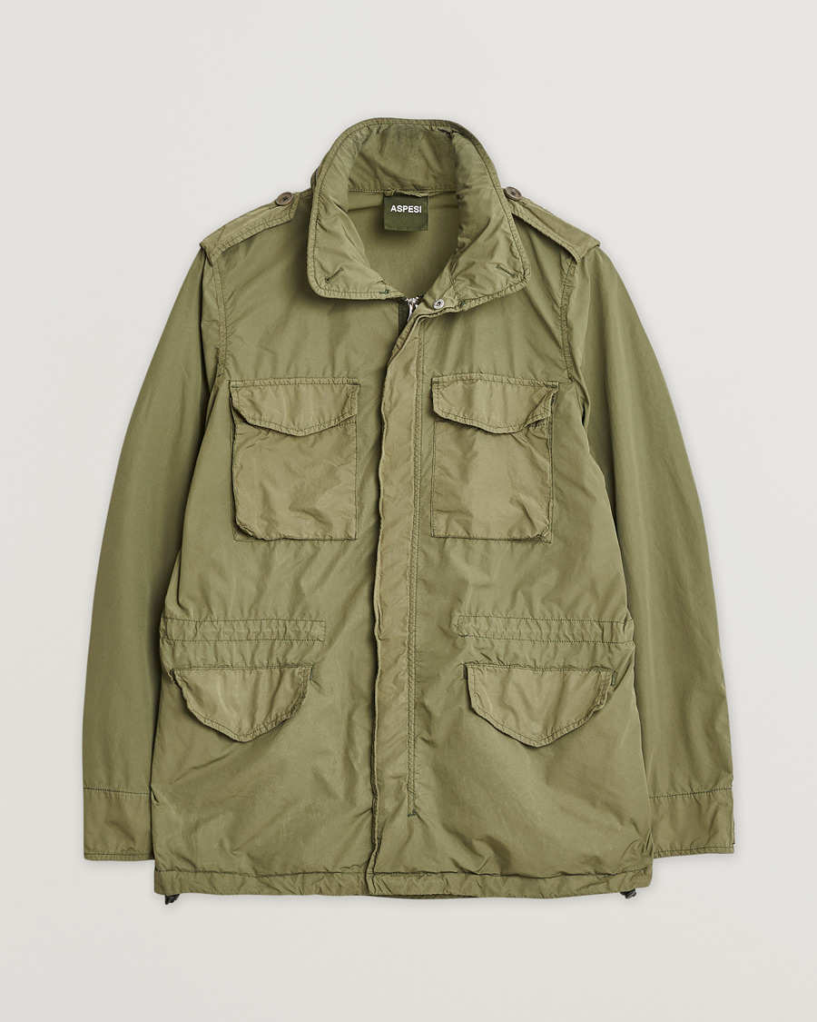Hombres | Aspesi Giubotto Garment Dyed Field Jacket Army Green | Pre-owned | Aspesi Giubotto Garment Dyed Field Jacket Army Green