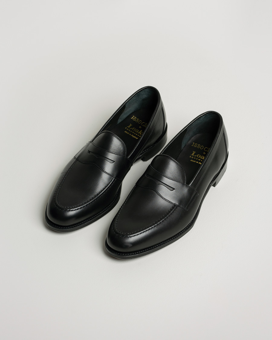Hombres | Loake 1880 Hornbeam Eco Penny Loafer Black | Pre-owned | Loake 1880 Hornbeam Eco Penny Loafer Black