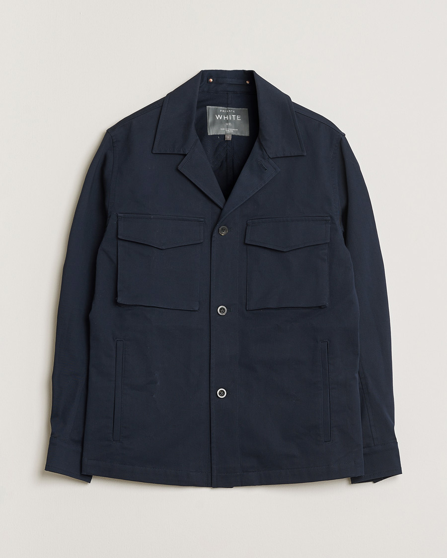 Hombres | Pre-owned Camisas | Pre-owned | Private White V.C. Cotton Overshirt Navy 2 - XS
