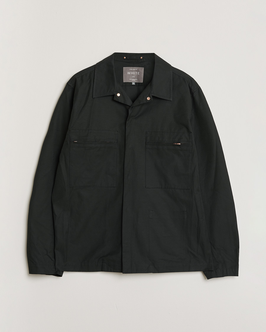 Hombres | Private White V.C. Overshirt Black 5 - L | Pre-owned | Private White V.C. Overshirt Black 5 - L