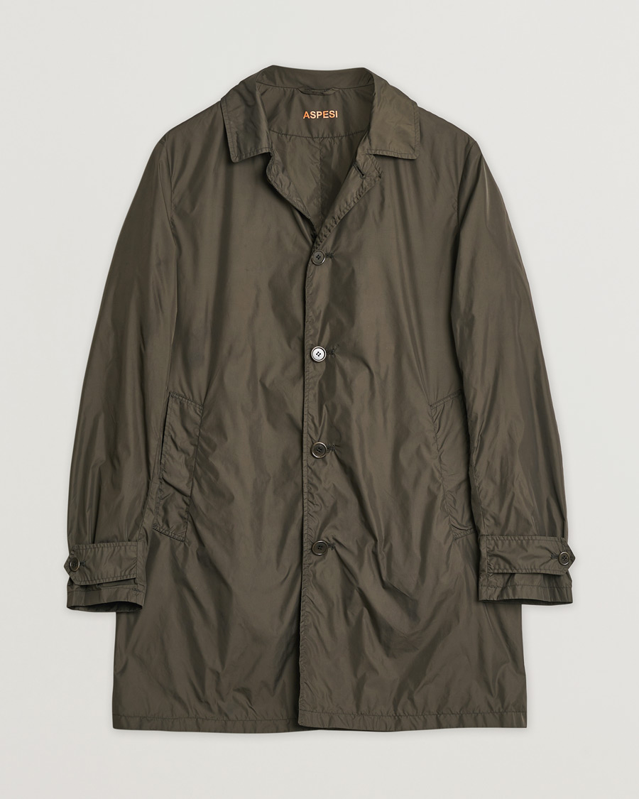 Hombres | Aspesi Limone Raincoat Dark Green M | Pre-owned | Aspesi Limone Raincoat Dark Green M