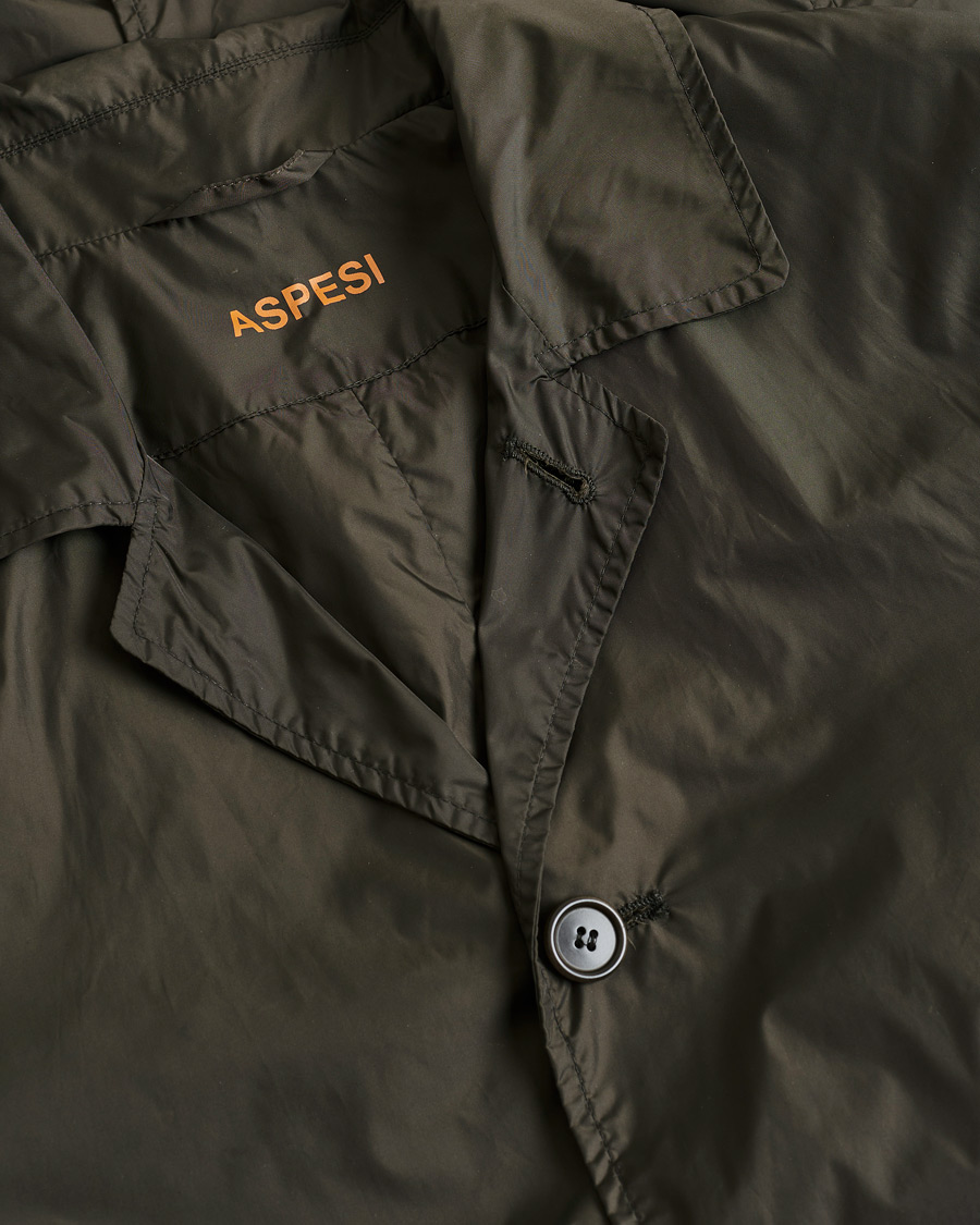 Hombres | Aspesi Limone Raincoat Dark Green M | Pre-owned | Aspesi Limone Raincoat Dark Green M