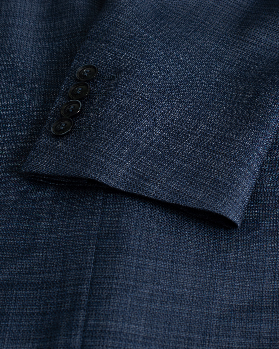 Hombres | Blazers | Pre-owned | Canali Wool Silk & Linen Blazer Blue Melange 50