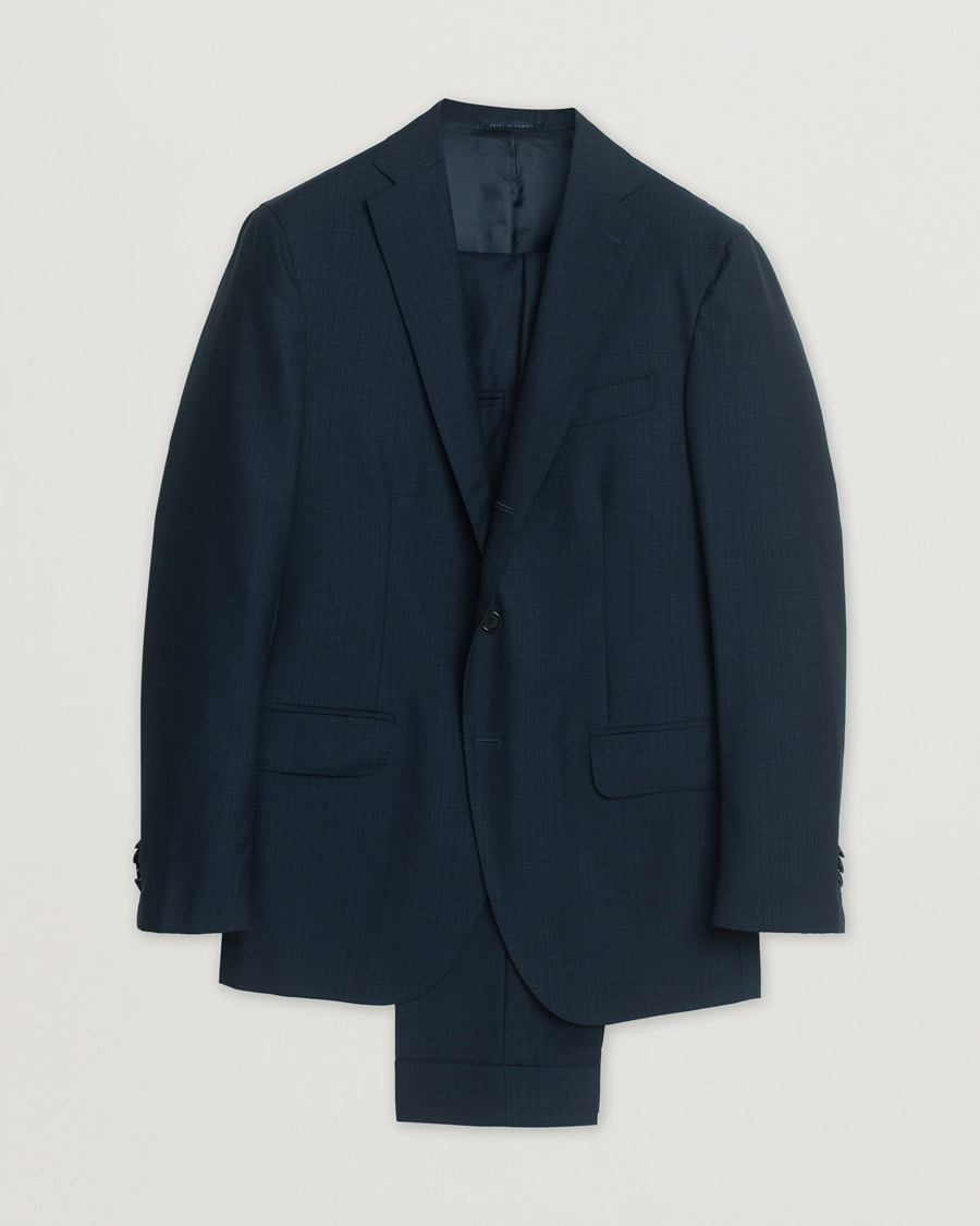 Hombres | Blazers | Pre-owned | Gaiola Napoli Single Breasted Wool Suit Navy 50
