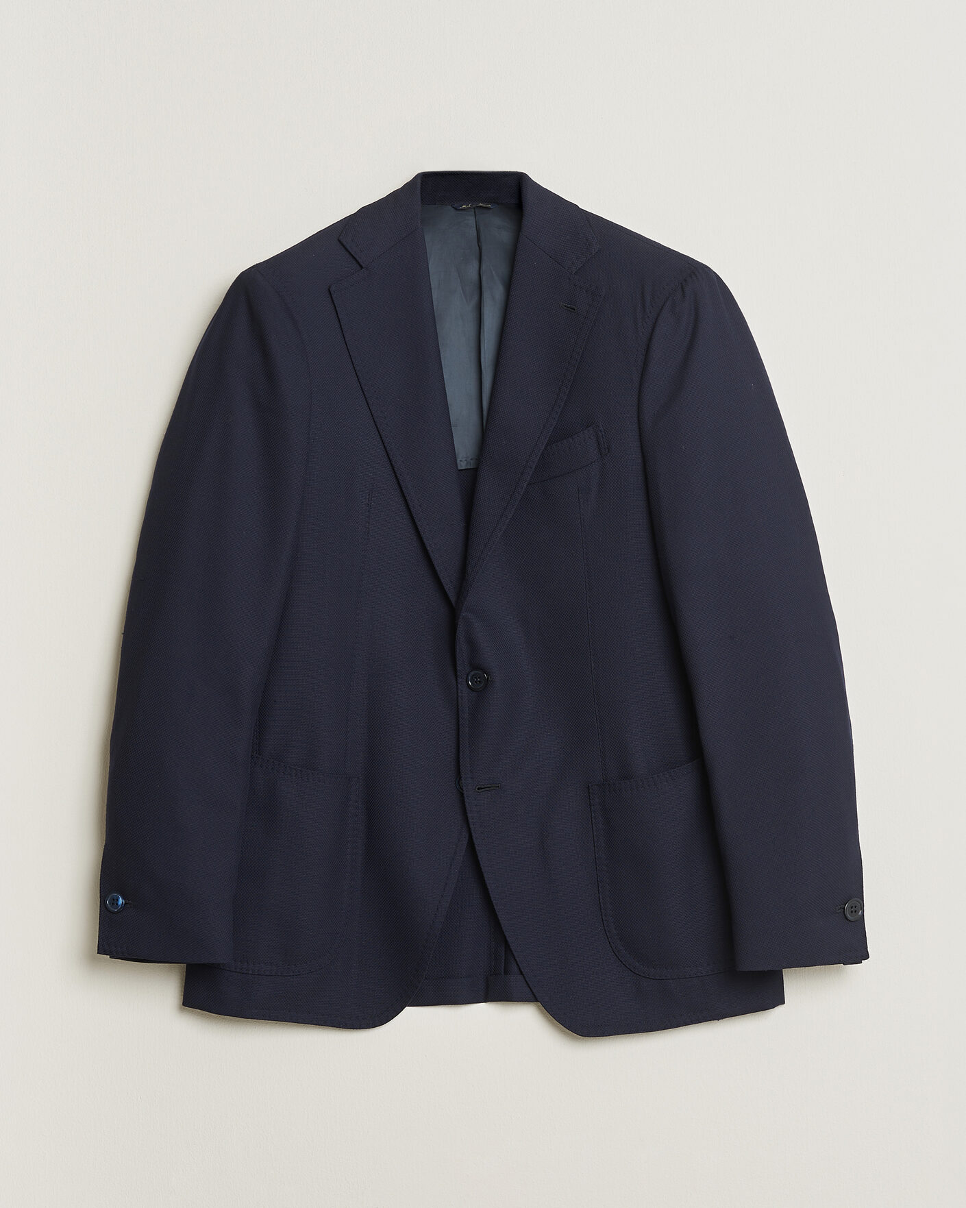 Hombres | Pre-owned Blazers | Pre-owned | Gabo Napoli Navy Hopsack Wool Blazer 50