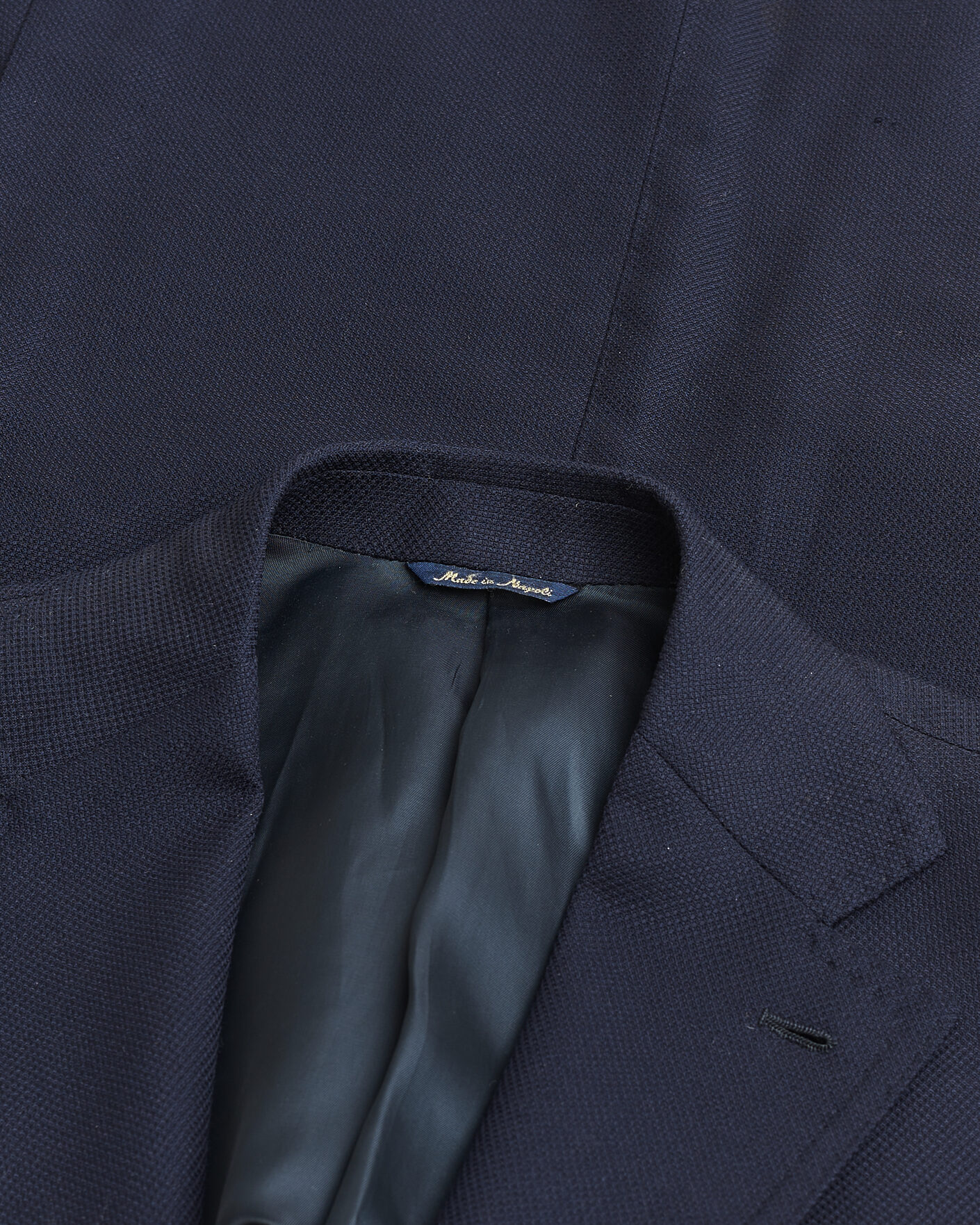 Hombres | Pre-owned Blazers | Pre-owned | Gabo Napoli Navy Hopsack Wool Blazer 50