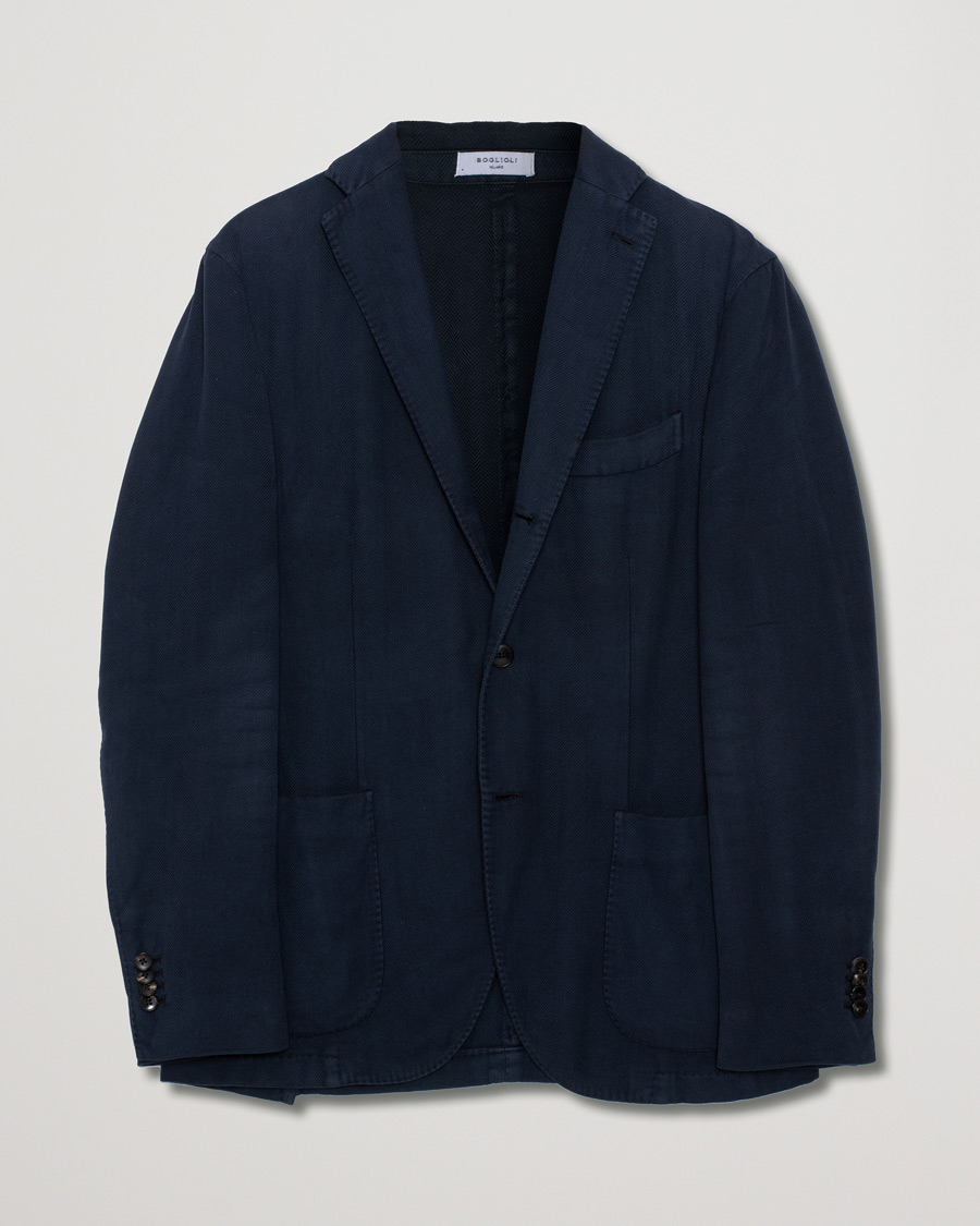 Hombres | Blazers | Pre-owned | K Jacket Herringbone Blazer Navy 48