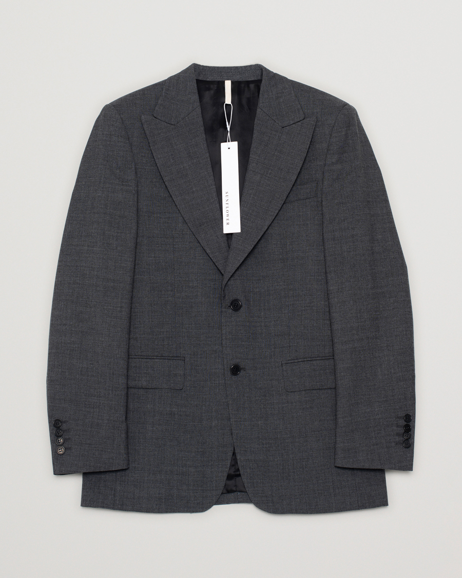 Hombres | Blazers | Pre-owned | Sunflower Single Breasted Wool Blazer Antracite