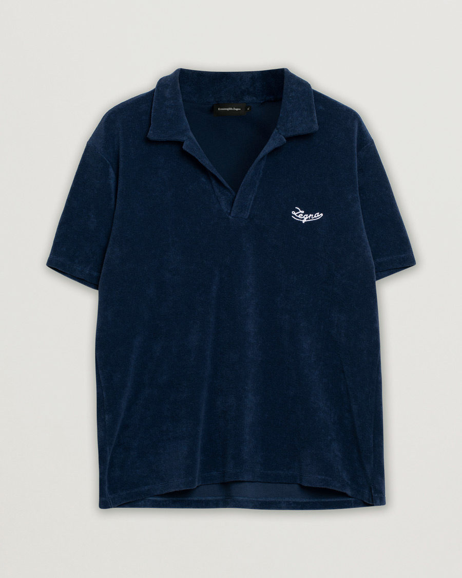 Hombres | Polos | Pre-owned | Ermenegildo Zegna Short Sleeve Terry Piquet Navy XL