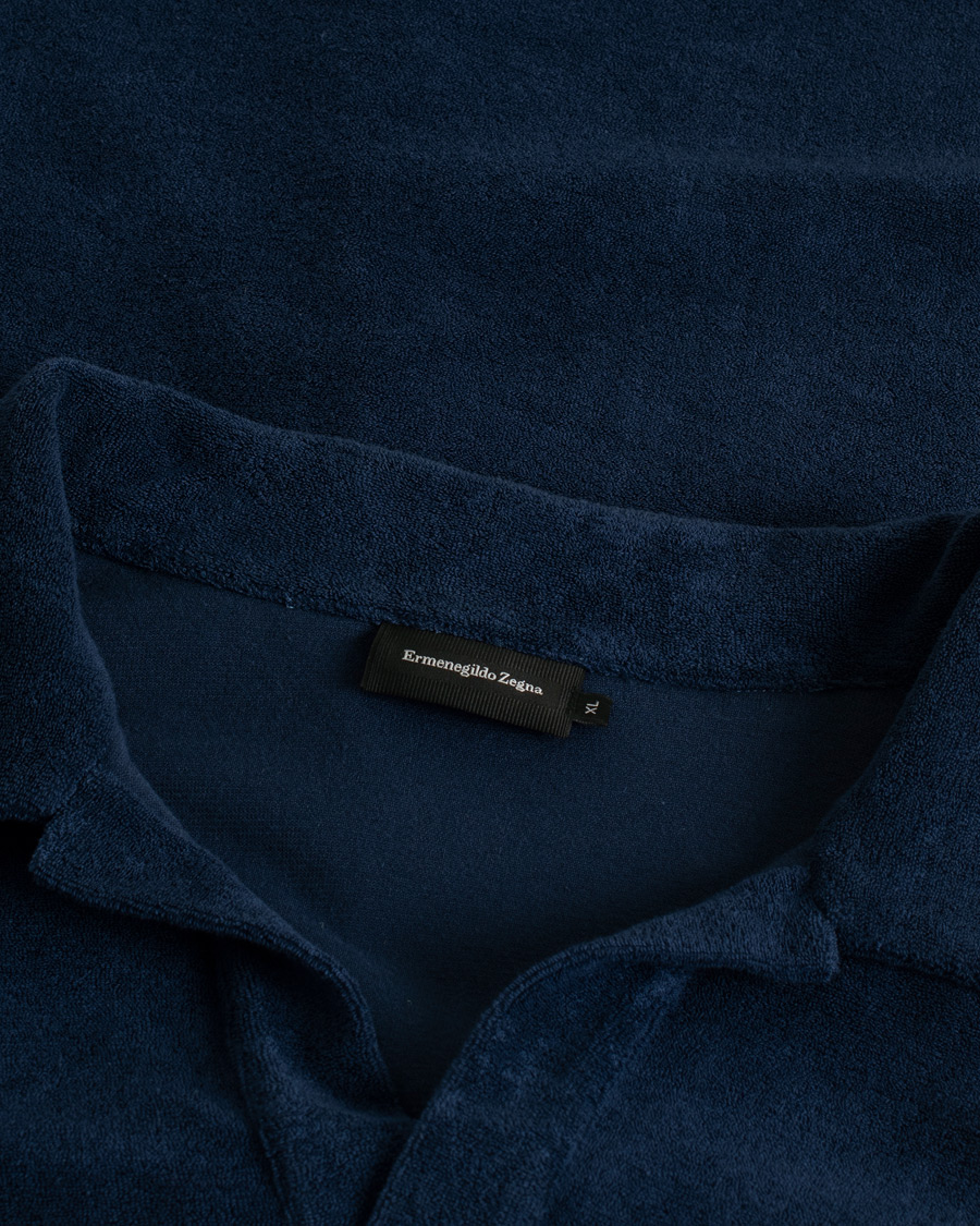 Hombres | Polos | Pre-owned | Ermenegildo Zegna Short Sleeve Terry Piquet Navy XL